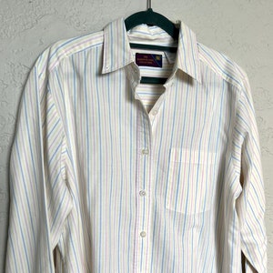 Vintage 90s Hamptons Pastel Stripe Button Down Shirt image 2
