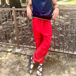 Vintage Windbreaker Drawstring Elastic Waistband Track Pants