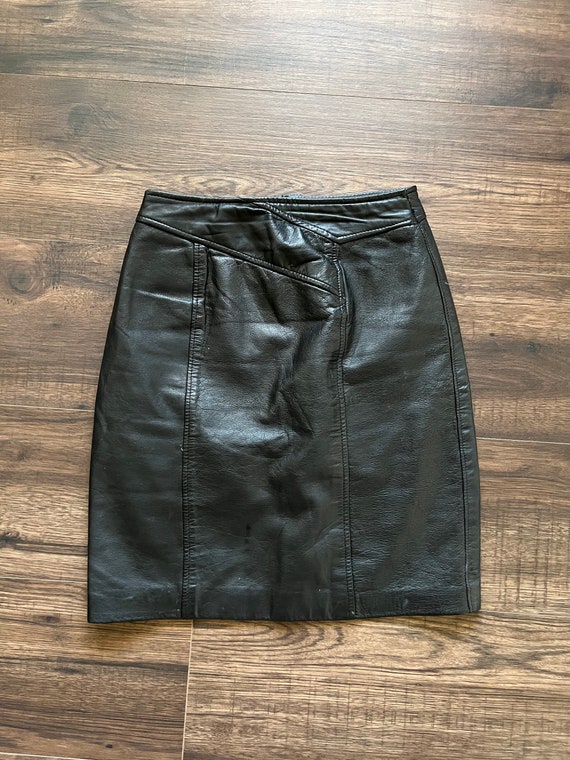 Vintage 80s Out of Bounds Leather Skirt - image 2