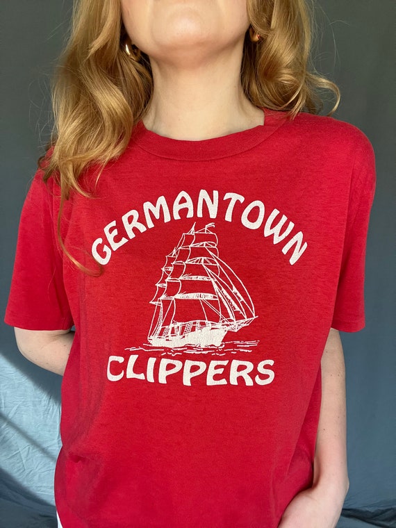 Vintage 80s Germantown Clippers Pirate Ship Tshirt - image 3