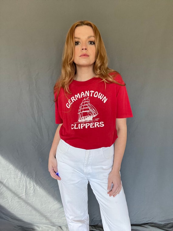 Vintage 80s Germantown Clippers Pirate Ship Tshirt - image 2