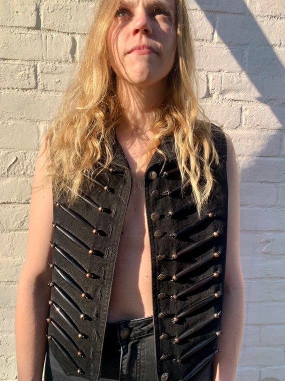 Vintage Double D Ranchwear Black Denim Vest Etsy