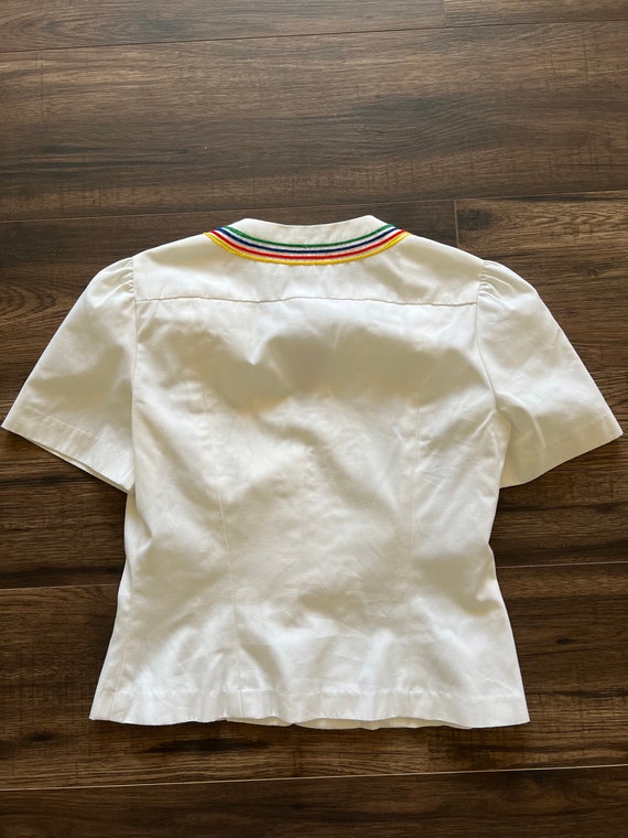 Vintage 70s Candy Striper Rainbow Embrodiered 2 P… - image 6