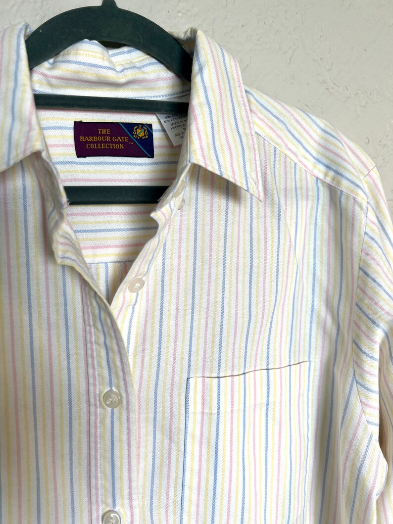 Vintage 90s Hamptons Pastel Stripe Button Down Shirt image 3