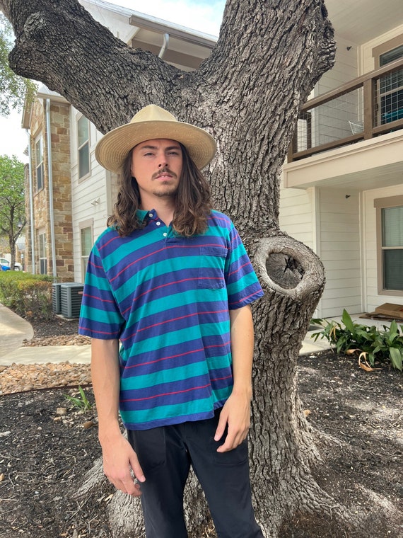 Vintage 90s North Country Eaton Stripe Polo Shirt - image 1