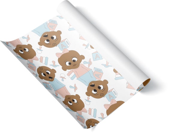 Black Baby Shower Wrapping Paper, Black Baby Gender Reveal , Baby Shower  Gift Wrap, Baby Presents 