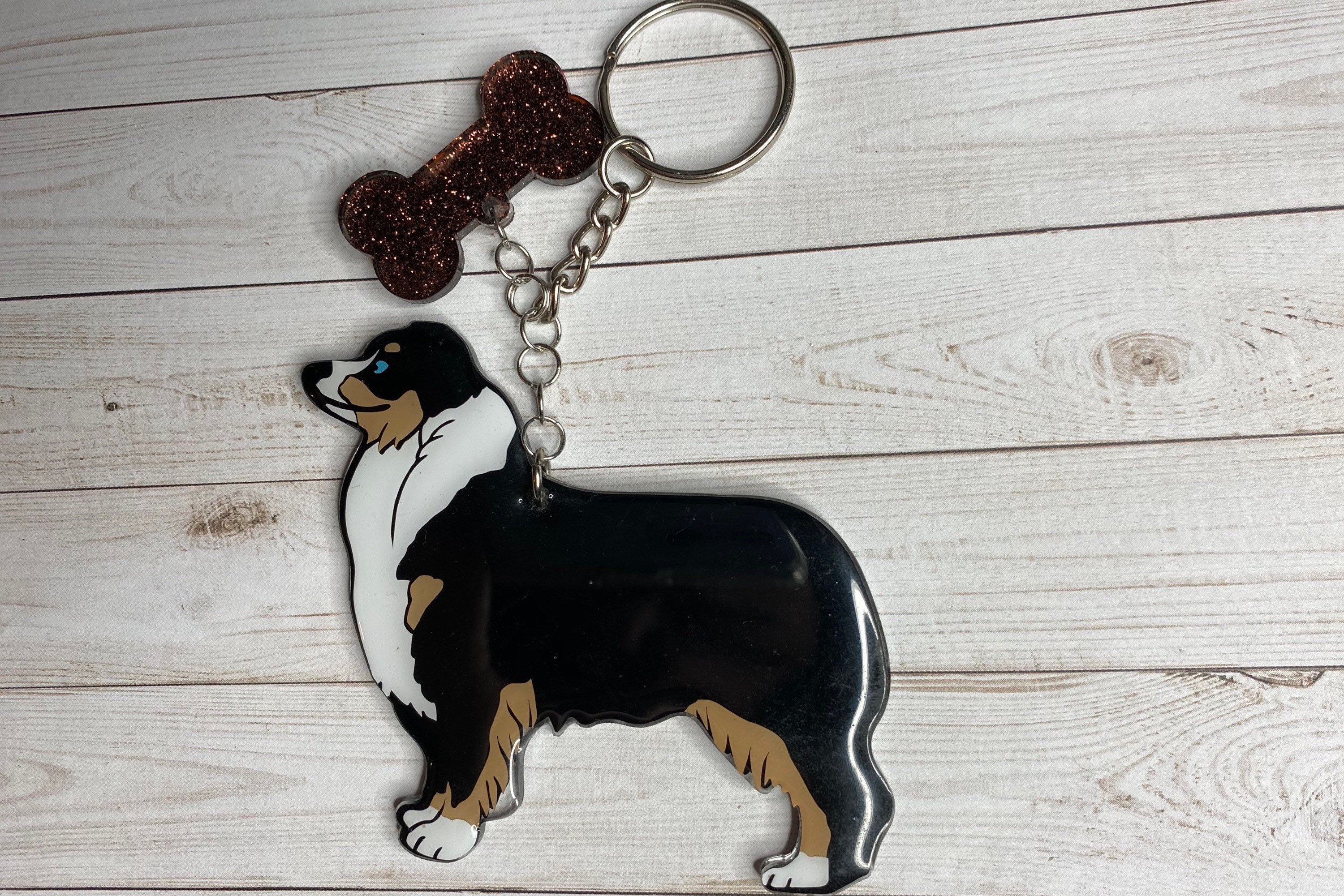 Australian Shepherd Keychain Resin Keychain Aussie Lovers Tri Etsy