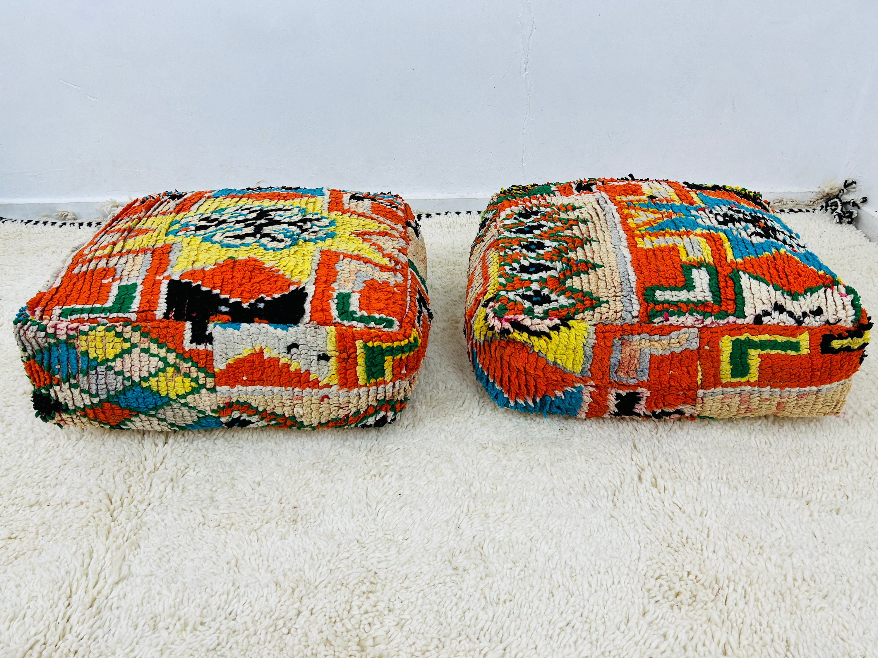 Multicolor Pouffe-Vintag Pouf-Ottoman Footstool Cover-Floor Cushion-24 X 24 8 Inches
