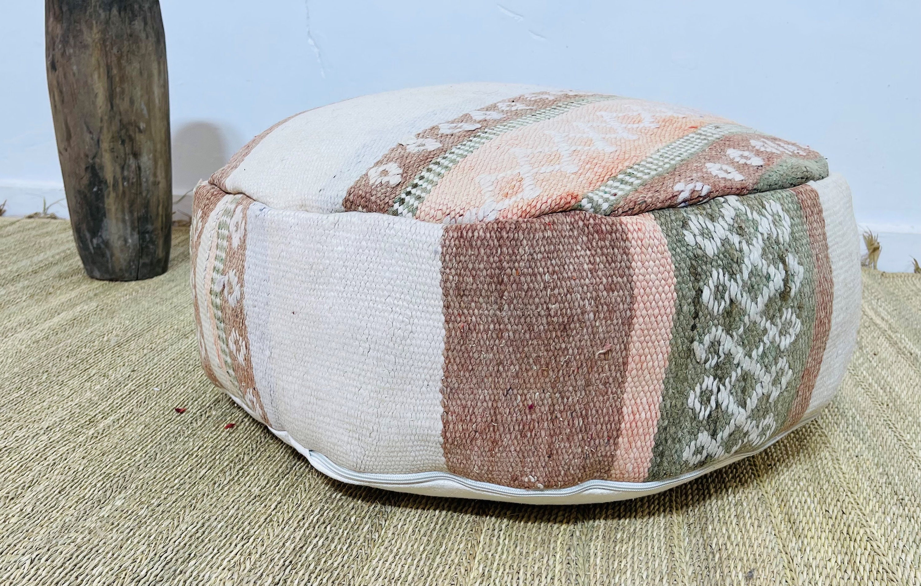 Moroccan Ottoman Pouf-Ottoman Footstool-Round Pouf 24 X 8 Inches