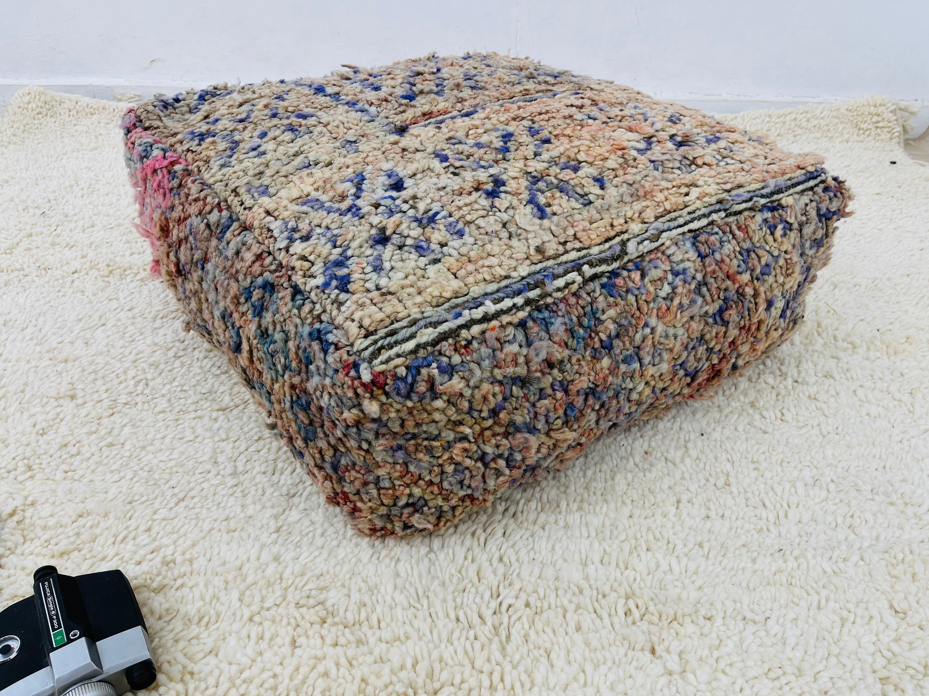 Boujaad Ottoman Pouf-Footstool Pouf-Boho Style-Floor Cushion-24 X 24 8 Inches