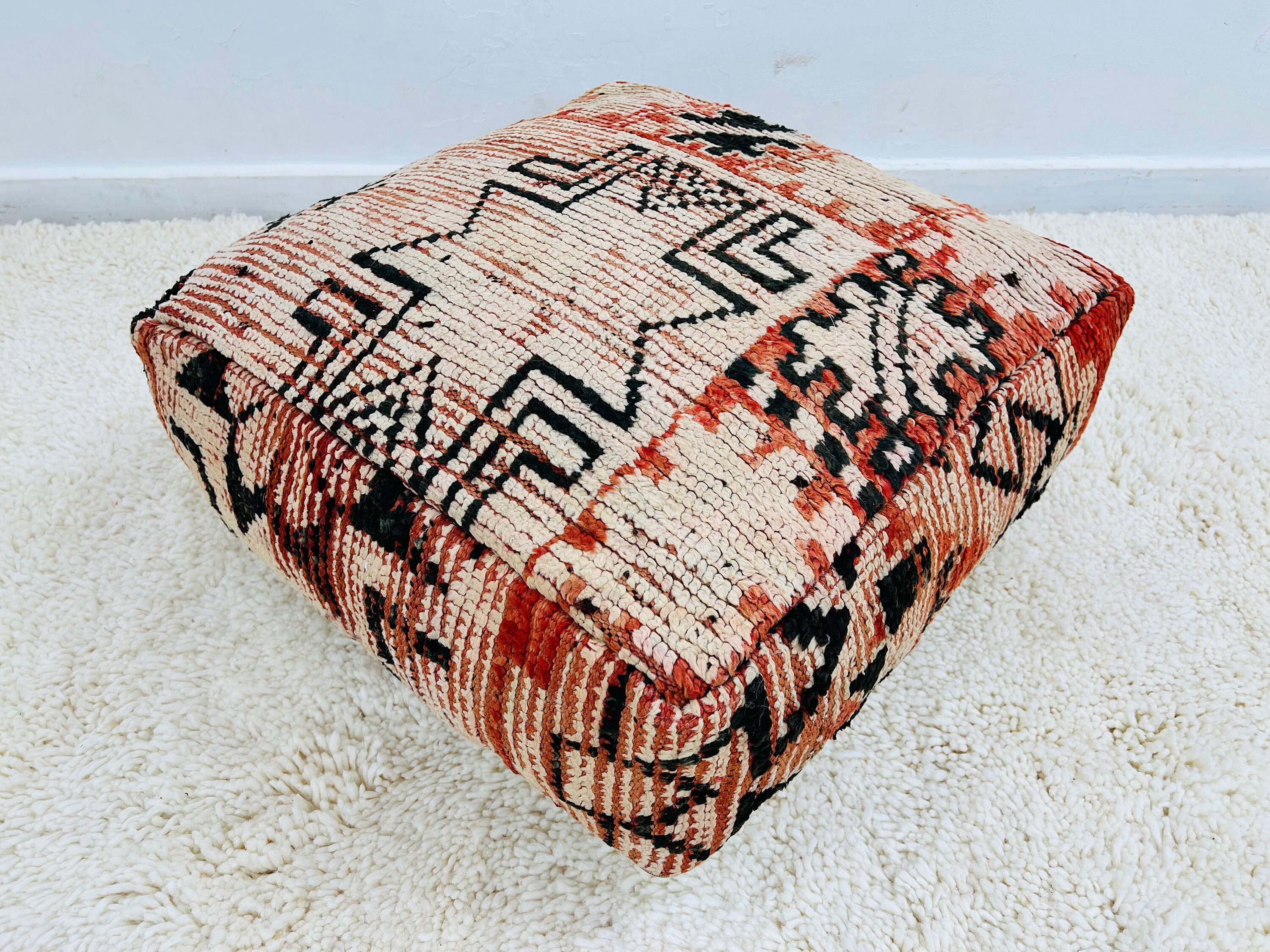 Unique Moroccan Pouf-Ottoman Footstool-Cover Cushion-24 X 24 8 Inches