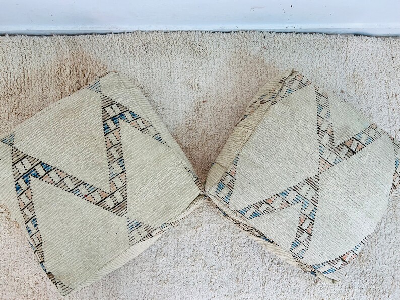 Vintage Ottoman Pouf With Embroidery Chunky Knit Ottoman Pouf Modern