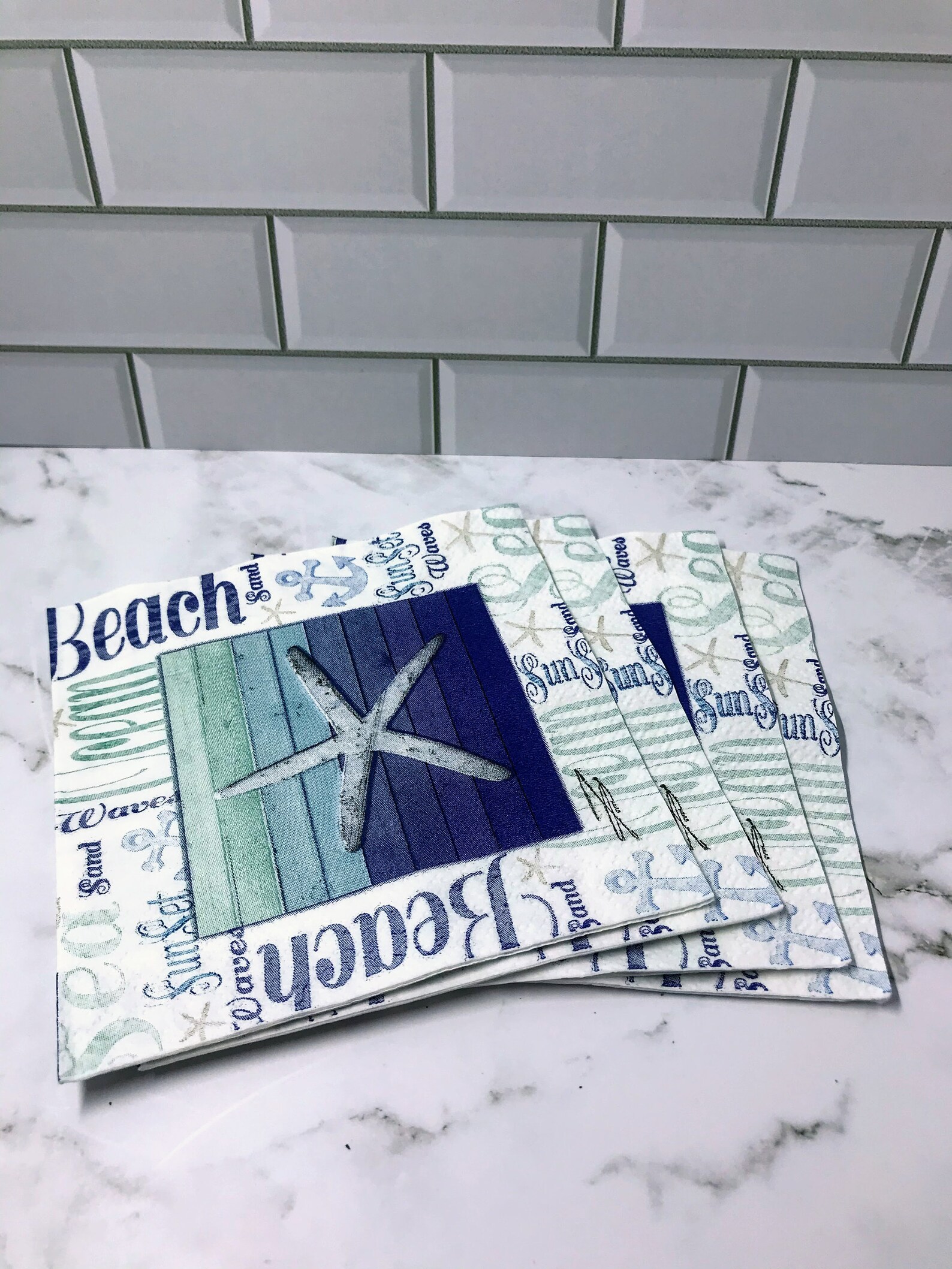 Set of Decoupage Napkins Nautical Napkins Decorative Craft Etsy