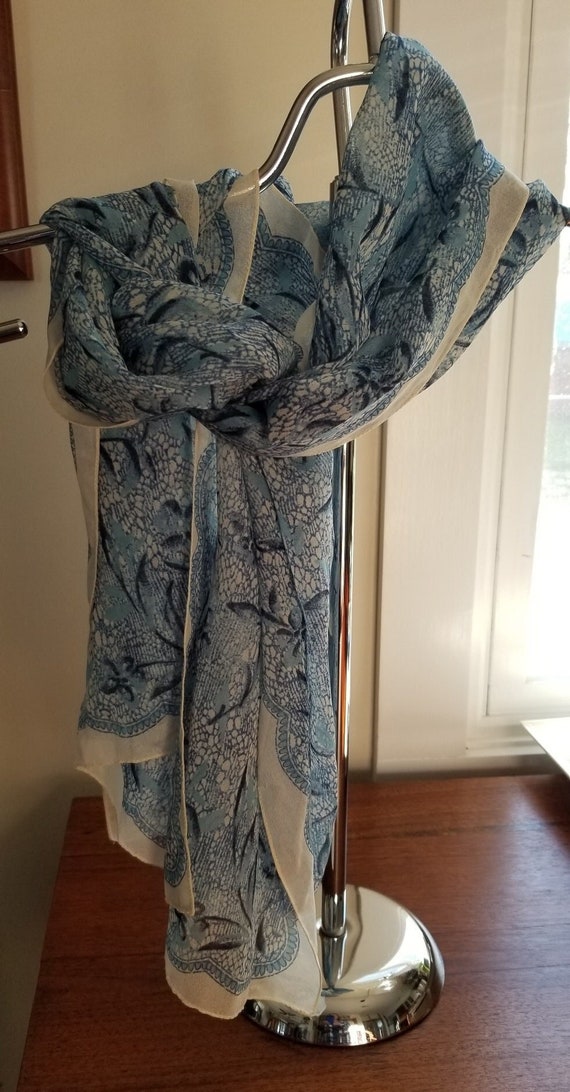 Vintage Laura Ashley chiffon rectangular scarf, b… - image 1