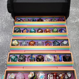 Almacenamiento de caja de dados enrollables, caben múltiples juegos de dados, almacenamiento de dados / mesa / mazmorras y dragones / dados DND / d&d / dnd / bolsa de dados