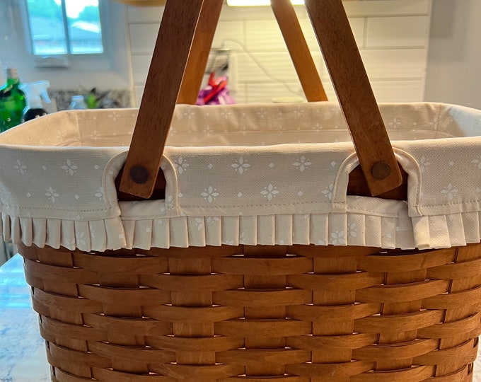Vintage Longaberger XL Magazine Basket With Cream Liner & Hard Etsy