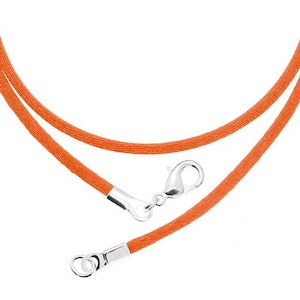Orange Satin Silk Cord Necklace Silver/Gold Clasp 16&quot; 18&quot; 20&quot; 22&quot; 24&quot; 26&quot; 28&quot; 30&quot;