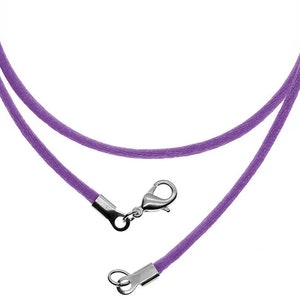 Rose Purple Satin Silk Cord Necklace Silver/Gold Clasp 16" 18" 20" 22" 24" 26" 28" 30"
