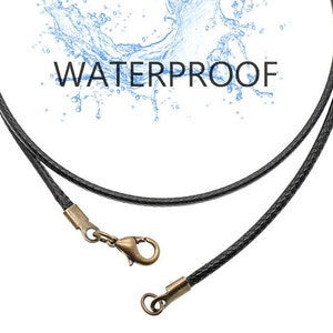 Waterproof Black Cord Necklace Surfer Chocker For Men Or Women Secure Clasp 16" 18" 20" 22" 24" 26" 28" 30"