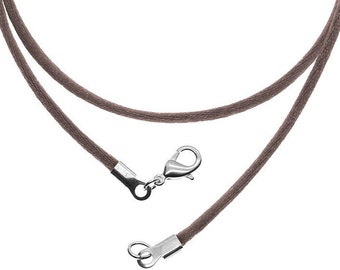 Chocolate Brown Satin Silk Cord Necklace Silver/Gold Clasp 16" 18" 20" 22" 24" 26" 28" 30"