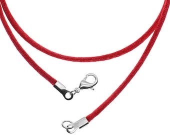 Red Satin Silk Cord Necklace Silver/Gold Clasp 16" 18" 20" 22" 24" 26" 28" 30"