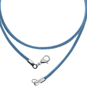 Denim Blue Satin Silk Cord Necklace Silver/Gold Clasp 16" 18" 20" 22" 24" 26" 28" 30"