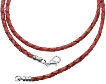 Genuine Brown Black Leather Braided Rope Weave Necklace Pendant Cord For  Women For Men Silver Plated 14 16 18 20 24 Inch