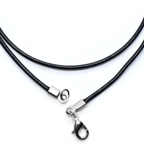 Black Genuine Leather Cord Necklace Silver/gold Clasp for Men Etsy