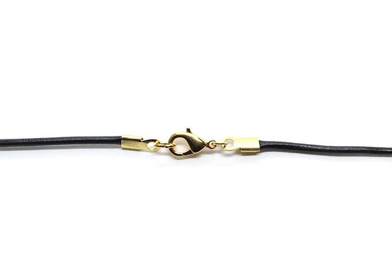 2mm Black Leather Cord Necklace with Sterling Silver Lobster Clasp 12 - 30