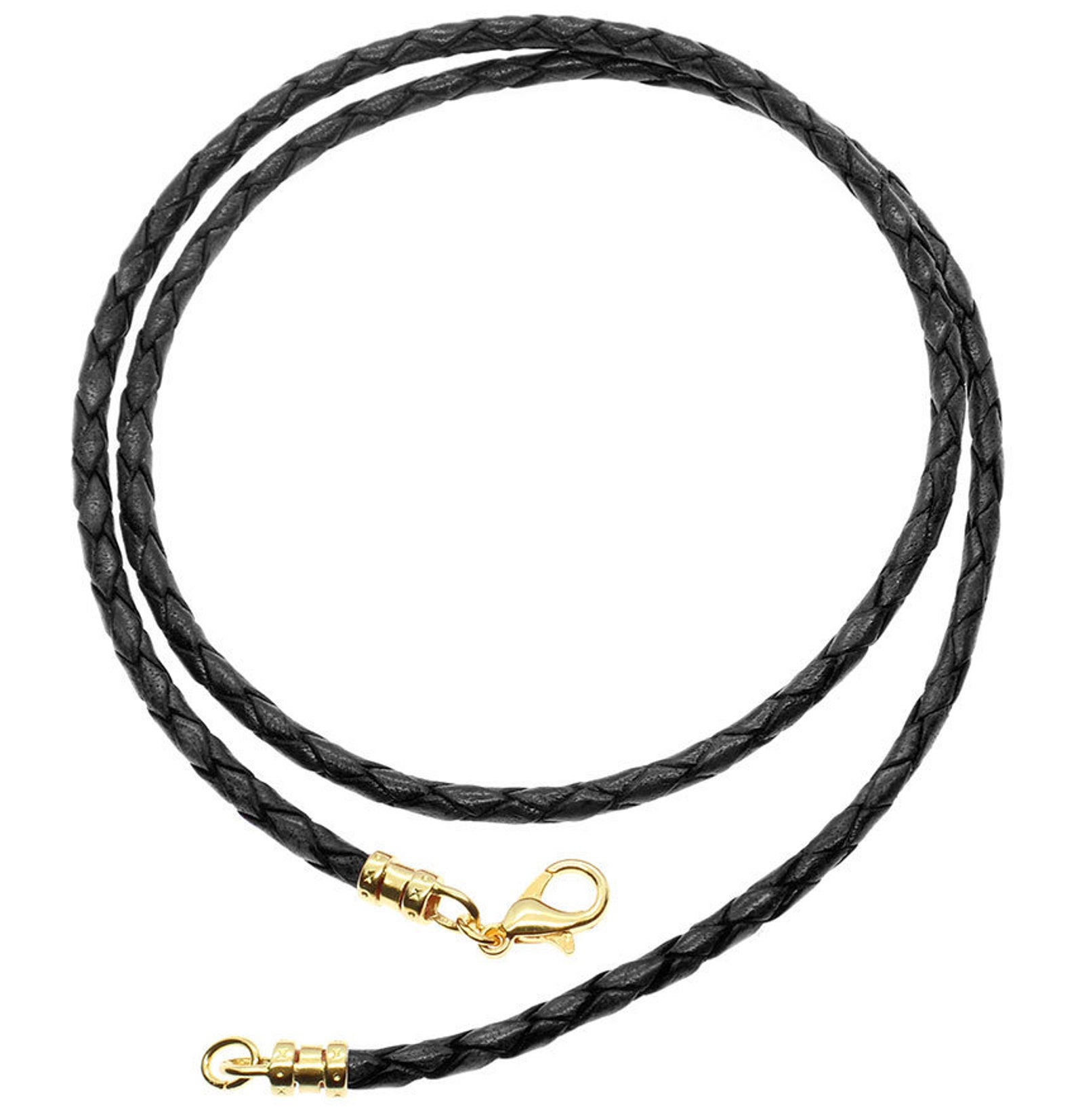 Black Braided Leather Cord Necklace 3mm Silver/gold Clasp for Etsy