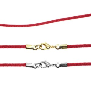 Red Satin Rope Gold Red Satin Silk Cord Necklace Silver/gold Clasp 16