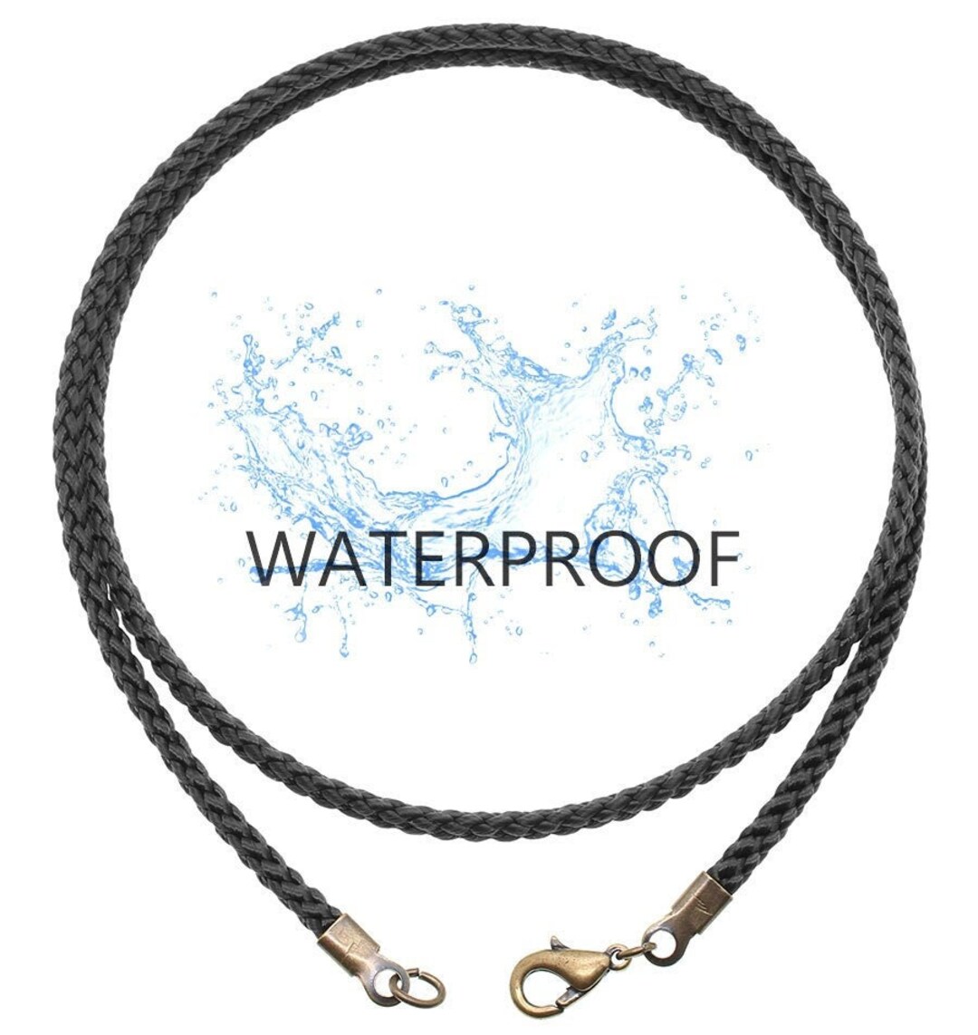 Waterproof Black Nylon Cord Necklace for Men or Women Secure Clasp 16