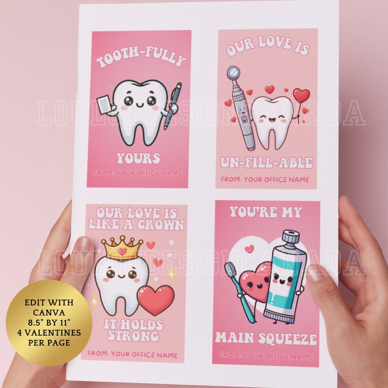 8 Editable Dental Valentine's Day Cards Valentine Dental Office Card