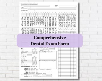 Untersuchungsbogen | Komplette Vorlage für die Mündliche Prüfung | Dentist Charting Dokument | Mund- und Nasenpapier COE Blatt | Zahnarztpraxen