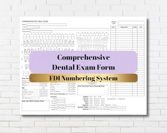 Füllen Sie das zahnärzliche Untersuchungsformular aus Office Exam Forms | Dentist Charting Dokument | Lehrtafel für die individuelle Gestaltung Neue Patient Exam | Zahnkarte