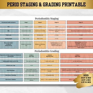 Beoordelingsgids voor parodontitisstadiëring | Parodontaal spiekbriefje | Periodereferentieblad | Classificatieschema voor parodontitis | Tandheelkundige student