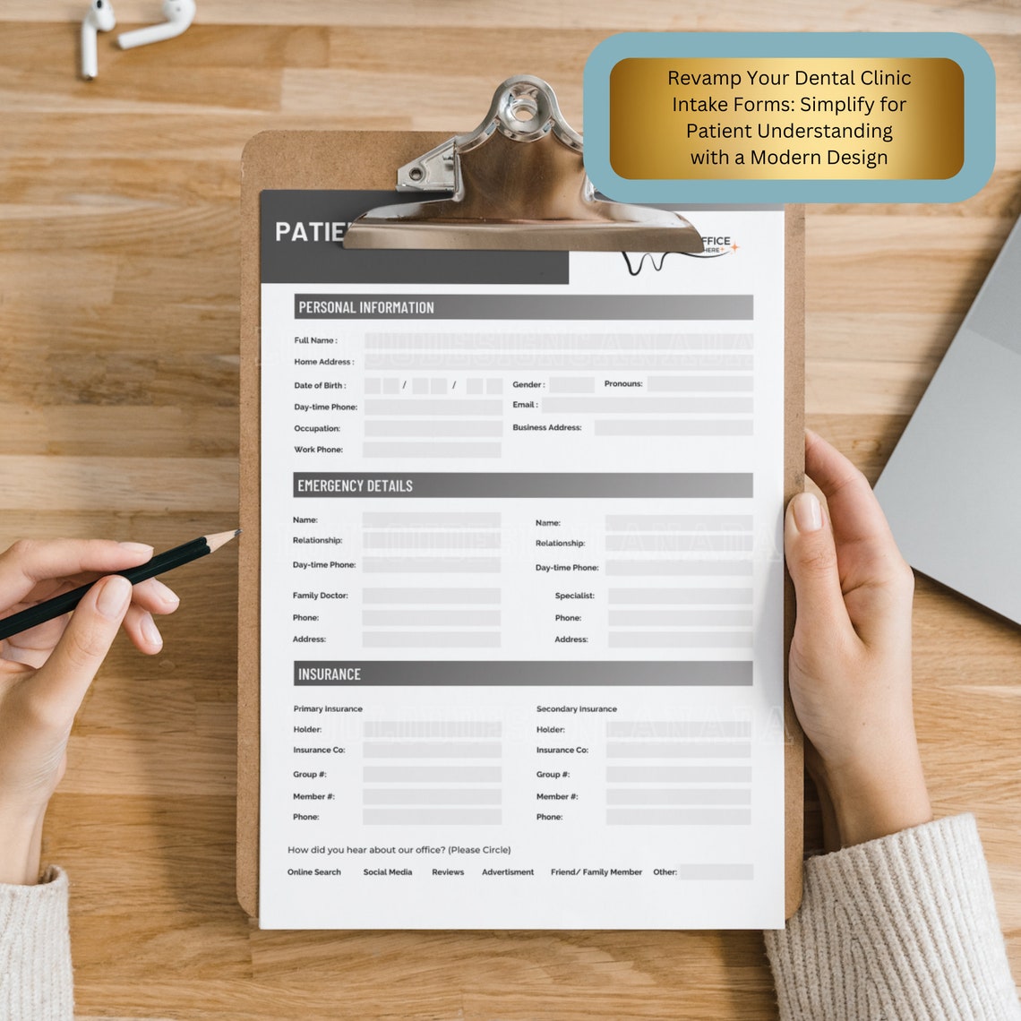 Editable Dental Intake Forms New Patient Form Customize Dental Office