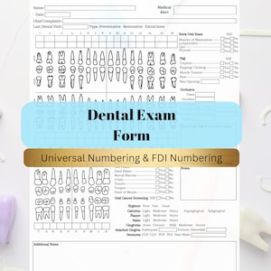 Modulo di esame dentale / Modulo di esame del paziente / Cartella clinica dentale / Modello di documentazione del dentista / Esame orale completo / Cartella di igiene dentale COE