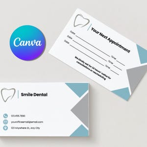 Dental Appointment Card | Dentist Business Card | Patient Appointment Reminder Card | Editable Appointment Card | Printable Hygiene Card