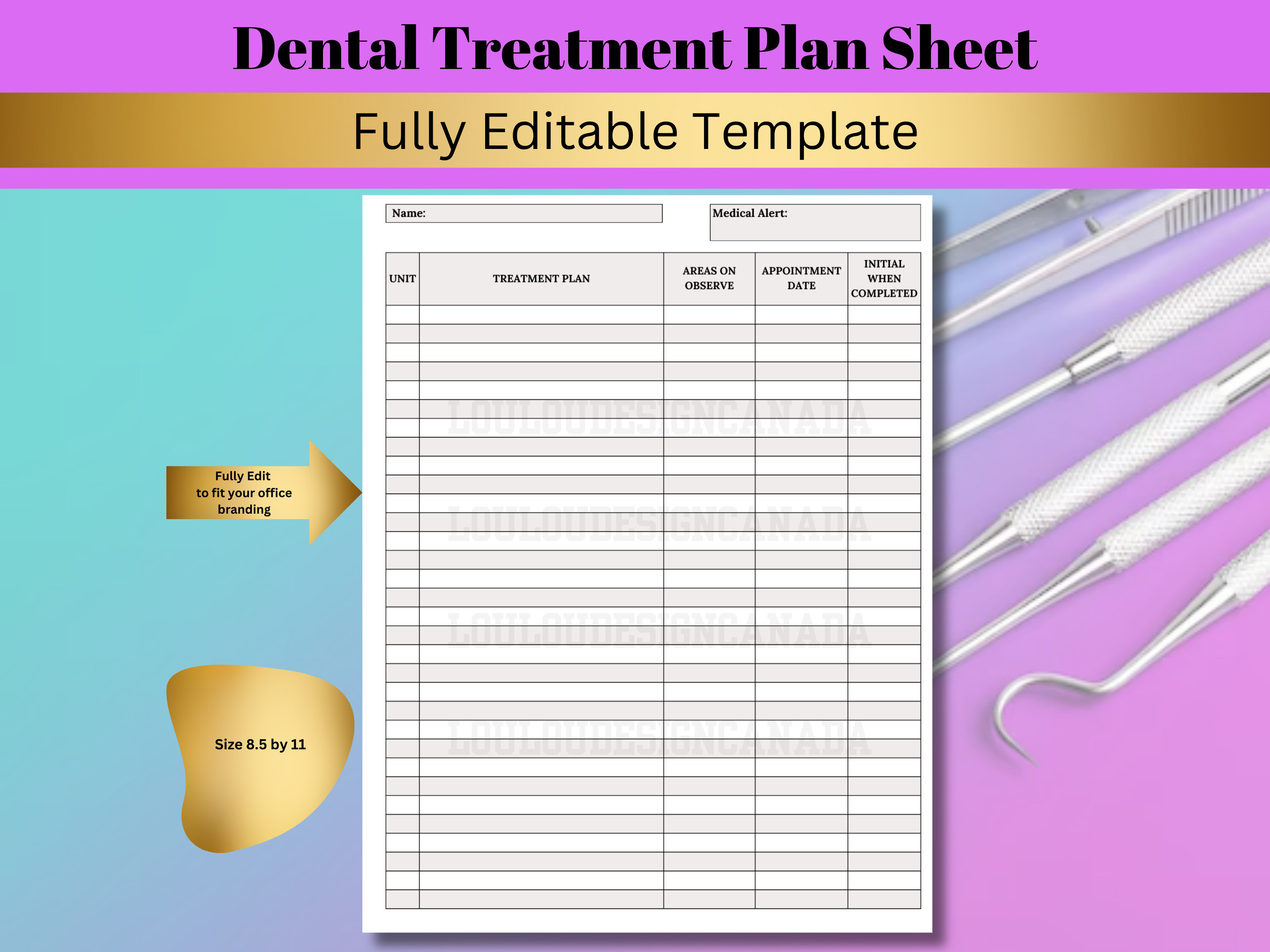 Dental Treatment Plan Documentation Sheet Treatment Planner Log