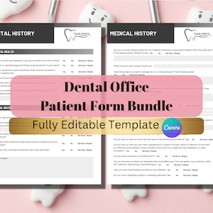 New Patient Form | Editable Dental Intake Forms | Dental Office Documents | Medical Records | Dental History | New Patient Information |