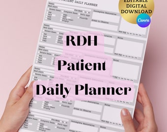 RDH Daily Patient Planner | Editable RDH Template | RDH Patient Tracker | Hygienist Notepad | Dental Intake Form | Dental Hygienist | Dental