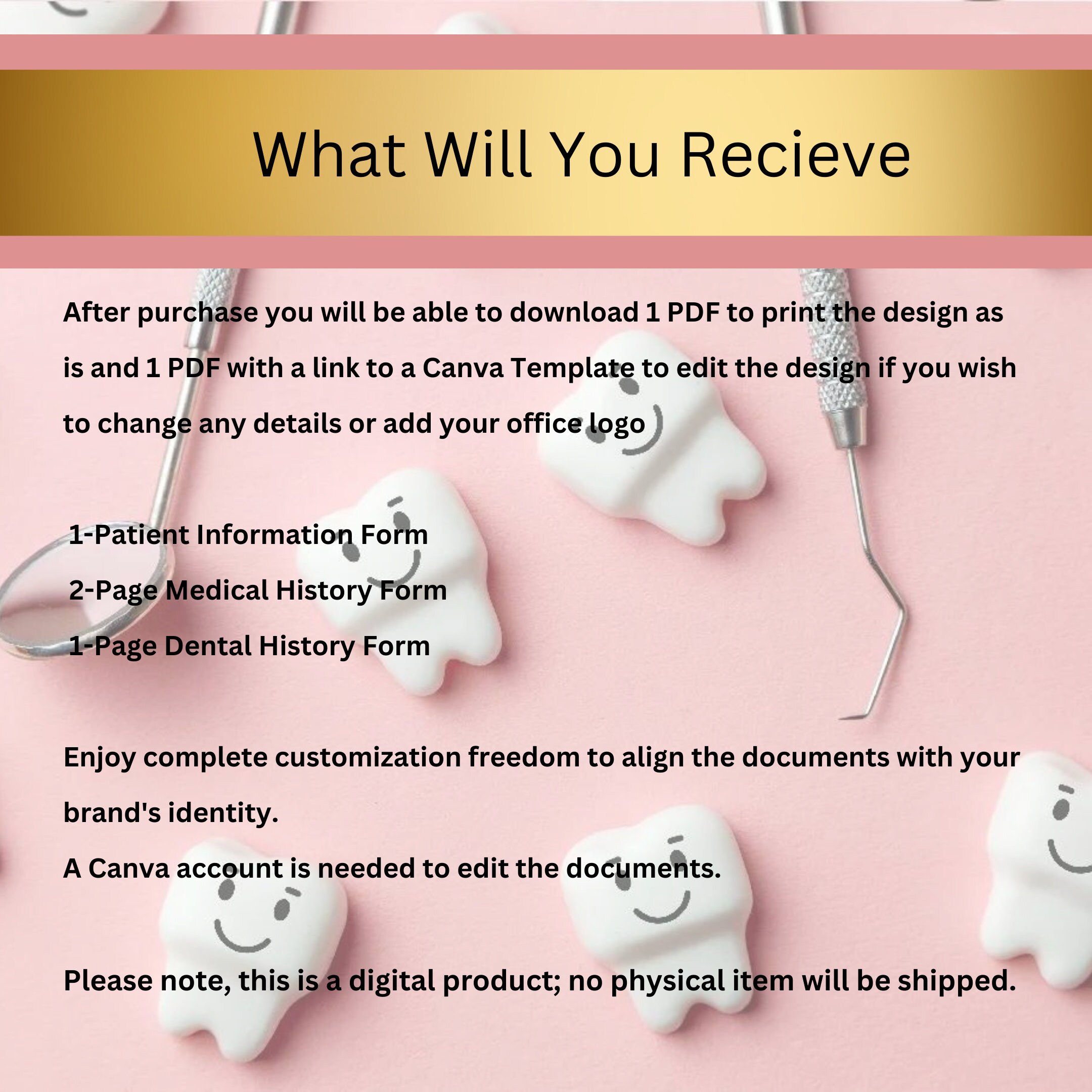 New Patient Form | Editable Dental Intake Forms | Dental Office ...