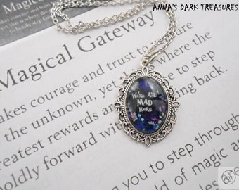 Alice in Wonderland Necklace - Gothic Fantasy Jewelry for Women, Victorian glass pendant, Whimsical necklace, Unique gothic gifts, Book love