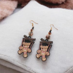 Pendientes góticos pastel kawaii de osito de peluche de terror: joyas góticas espeluznantes, con aires de Halloween, un regalo único para ella, joyas góticas divertidas de dibujos animados.