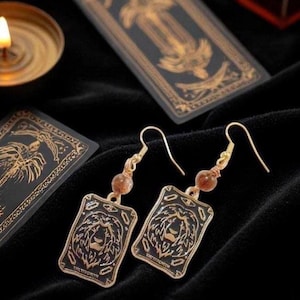 Tarot Card Metallic Gothic Earrings – Occult minimal Jewelry, Witchy Tarot Accessories, Gothic Fashion Lovers, Unique Gift, Dark Aesthetics