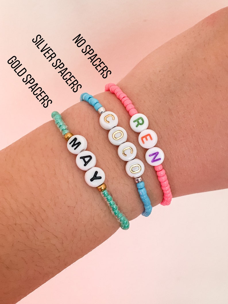 Seed Bead Name Bracelet Beaded Braceletseed Bead Etsy