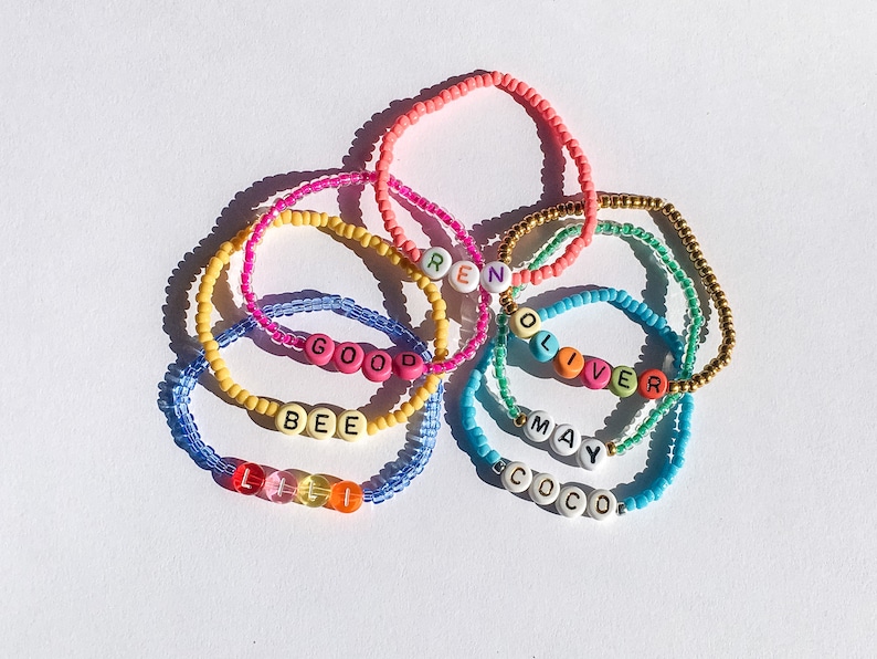Seed Bead Name Bracelet Beaded Braceletseed Bead Etsy