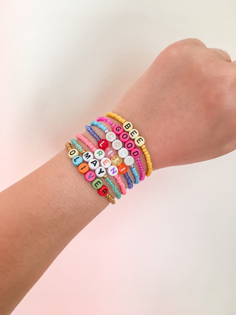 Seed Bead Name Bracelet Beaded Braceletseed Bead Etsy
