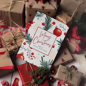 Tarjeta navideña, descarga digital, linda tarjeta navideña, tarjeta festiva imprimible, felicitación navideña hecha a mano, descarga instantánea
